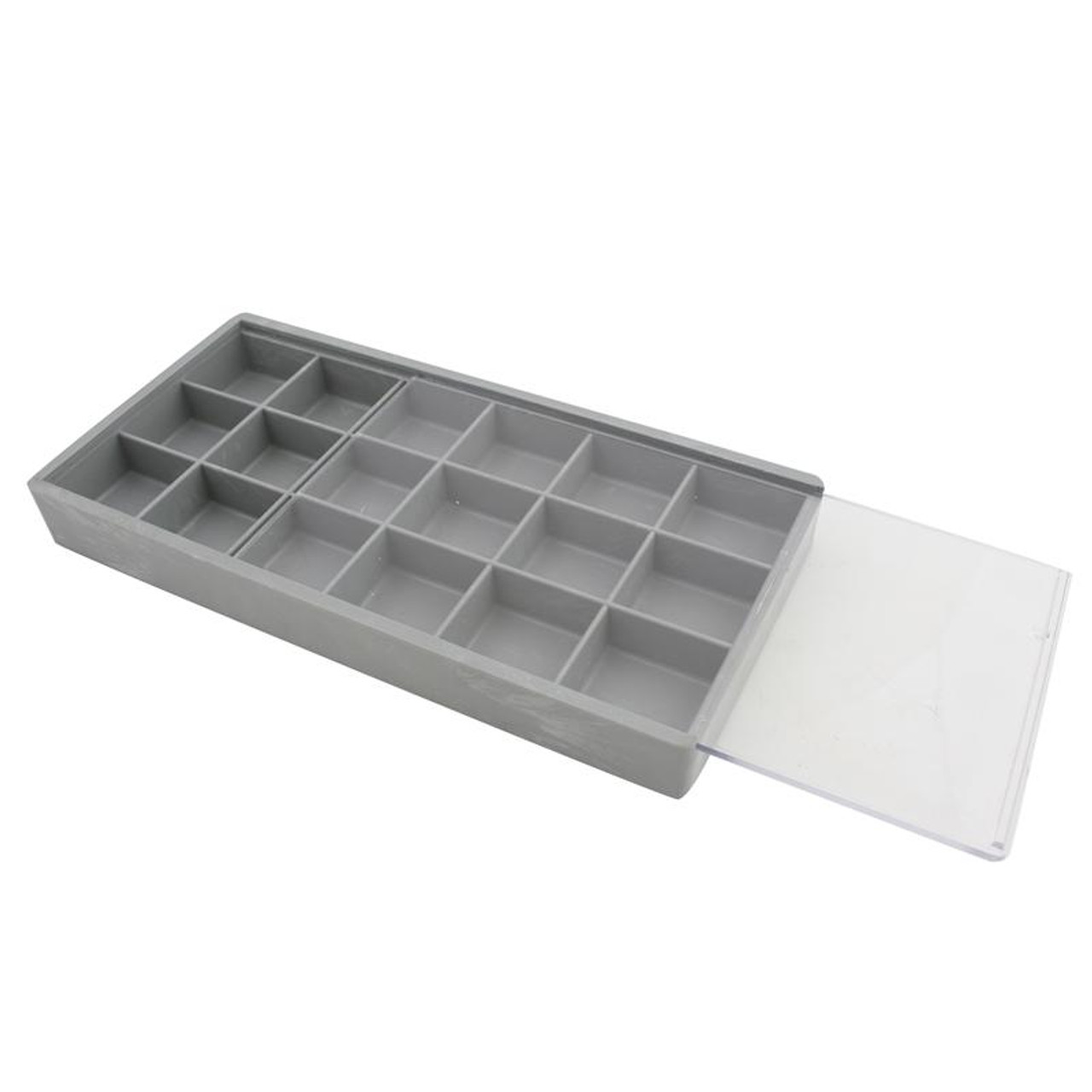 Compartment Tray with Sliding Lid 18 Compartments